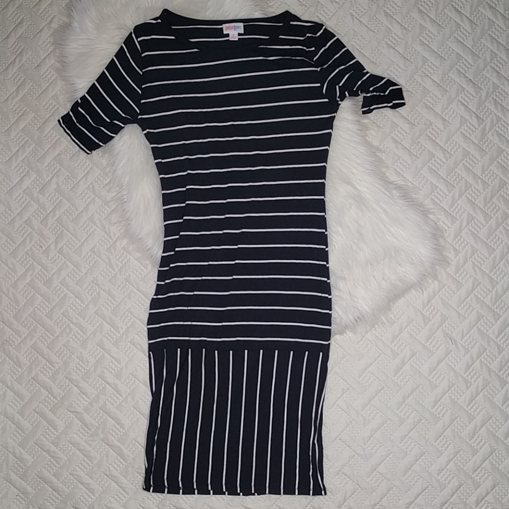 {Lularoe} Black and White Striped Julia Dress